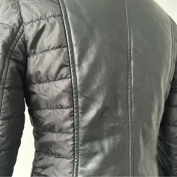 Danier Quilted Moto Jacket Coat with Leather Panels - Picture 3 of 9
